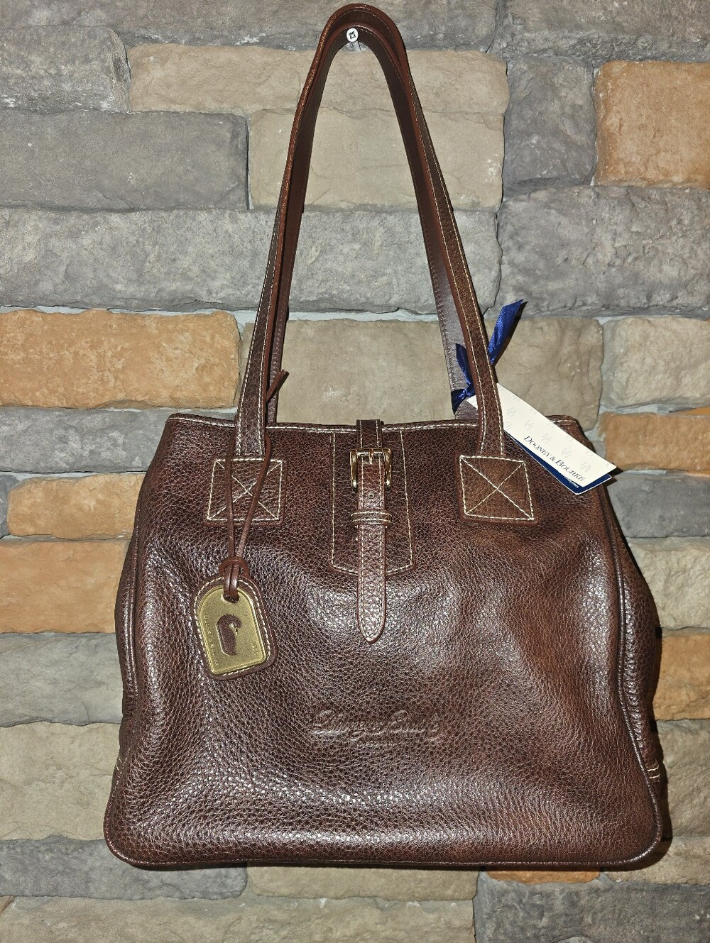 DOONEY & BOURKE CQ947 Dark Brown Pebbled Leather Shoulder Bag Medium Tote NWT